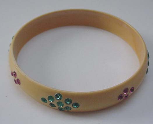 Celluloid Vintage Bangle with rhinestones