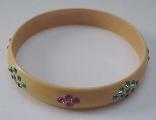 Celluloid Vintage Bangle with rhinestones