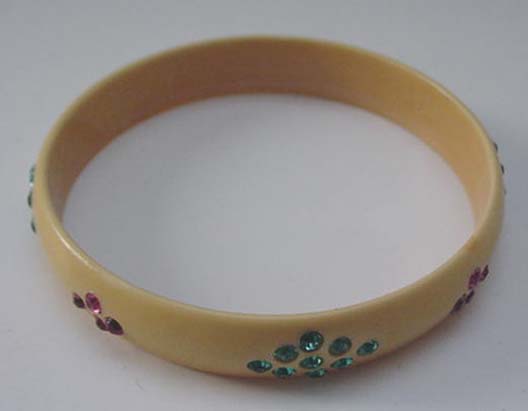 Celluloid Vintage Bangle with rhinestones