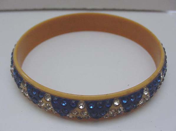 Vintage Celluloid Bangle with blue and white