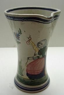 Quimper Early Beaker Jug: HB Quimper c.1890