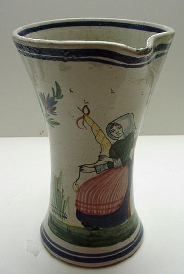 Quimper Early Beaker Jug: HB Quimper c.1890