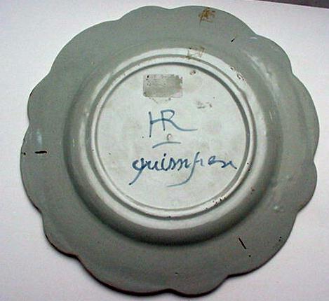 Quimper Unusual Early HR plate with Arabesque