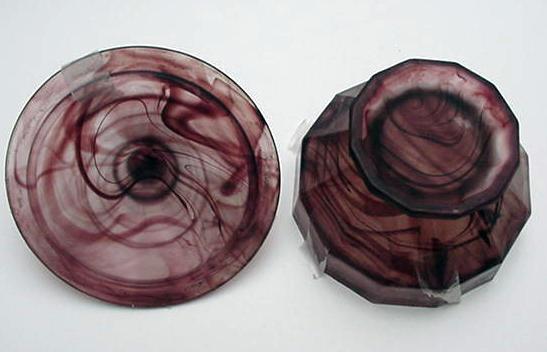 Davidson's Cloud Glass Mauve Covered Candy Dish
