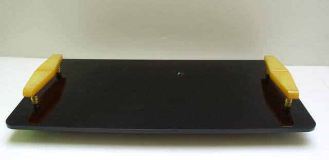 Bakelite vintage English Tray with Deco Yellow