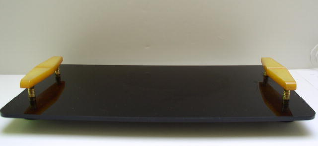 Bakelite vintage English Tray with Deco Yellow