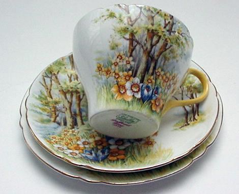 Shelley Bone China Daffodil Trio
