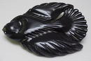Bakelite Vintage Black Carved Bird Brooch