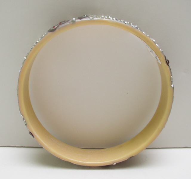 Celluloid Deco Bangle with Flower Designs