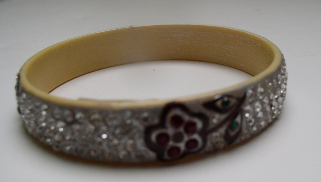 Celluloid Deco Bangle with Flower Designs