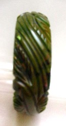 Bakelite Vintage Carved Green Bangle Bracelet
