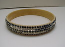 Celluloid blue and clear rhinestone Deco Bangle