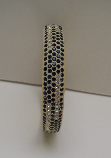 Celluloid blue and clear rhinestone Deco Bangle