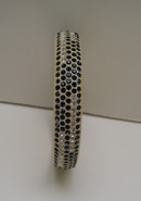 Celluloid blue and clear rhinestone Deco Bangle