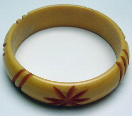 Bakelite Taffy Carved Bangle