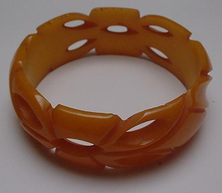 Bakelite Butterscotch Carved and Pierced