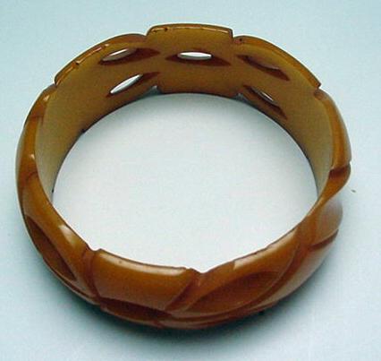 Bakelite Butterscotch Carved and Pierced