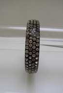 Celluloid Vintage Black and White Rhinestone Bangle