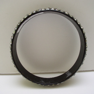 Celluloid Vintage Black and White Rhinestone Bangle