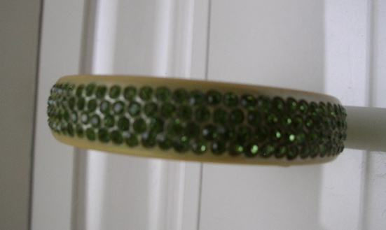 Celluloid Vintage Peridot Rhinestone Bangle