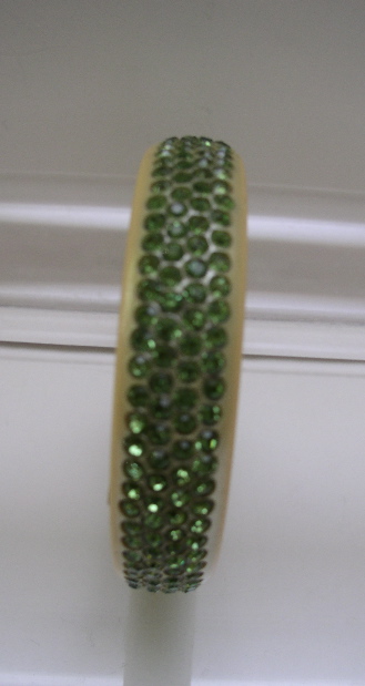 Celluloid Vintage Peridot Rhinestone Bangle