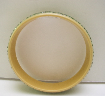 Celluloid Vintage Peridot Rhinestone Bangle