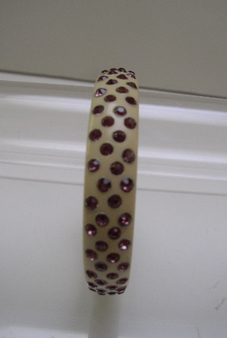 Celluloid Vintage Purple Rhinestone Bangle