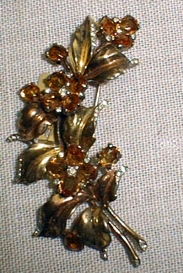 Costume:Trifari Sterling Citrine Brooch