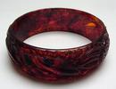 Bakelite Tortoiseshell Color Carved Bracelet