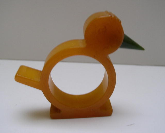 Bakelite Vintage Butterscotch Bird Napkin ring
