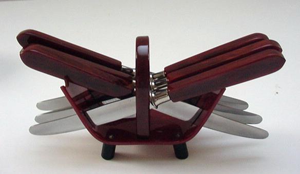 Bakelite set of German Solingen Fruit knives and holder