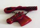 Bakelite Carved Lariat with Horse Dangle Brooch