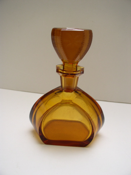 Czech Vintage Amber Color Perfume Bottle