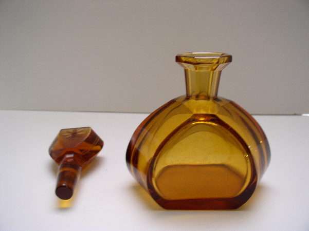 Czech Vintage Amber Color Perfume Bottle