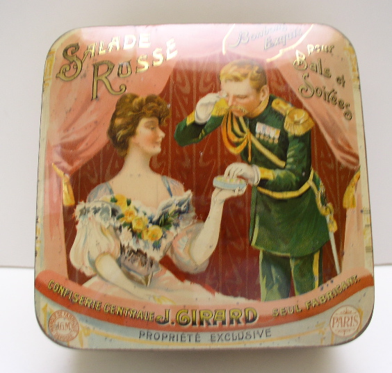 Advertising French Tin Salade Russe: Bonbons