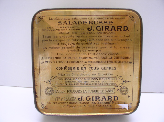 Advertising French Tin Salade Russe: Bonbons