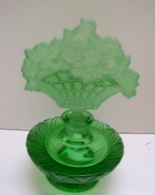 Czech Vintage Green Perfume Bottle