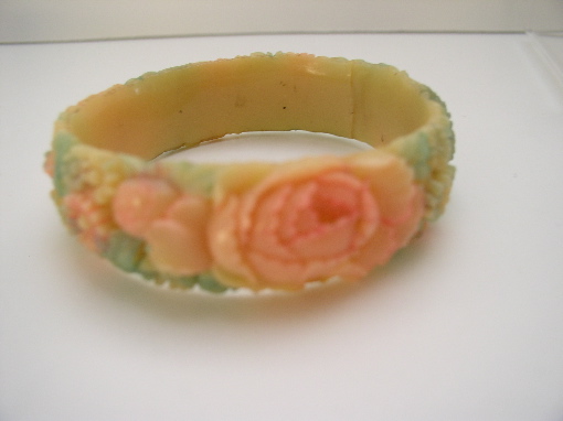 Celluloid vintage multicolored floral bangle