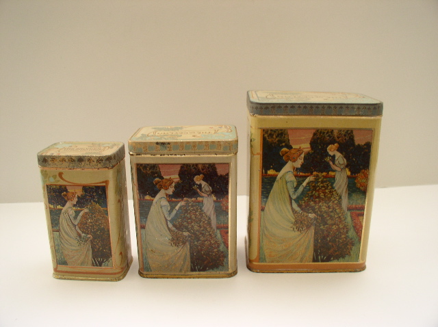 Three Delightful French Art Nouveau Tea Tins