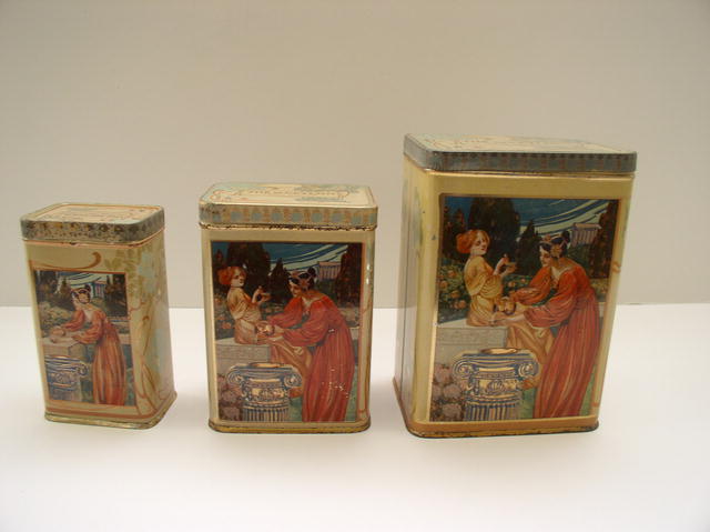 Three Delightful French Art Nouveau Tea Tins