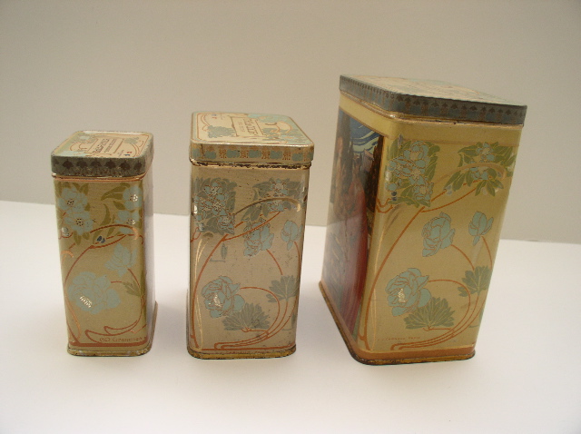 Three Delightful French Art Nouveau Tea Tins
