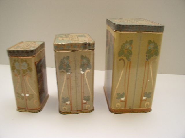 Three Delightful French Art Nouveau Tea Tins