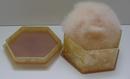 Celluloid Six Sided Vintage Powder Box with Puff