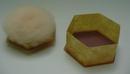 Celluloid Six Sided Vintage Powder Box with Puff