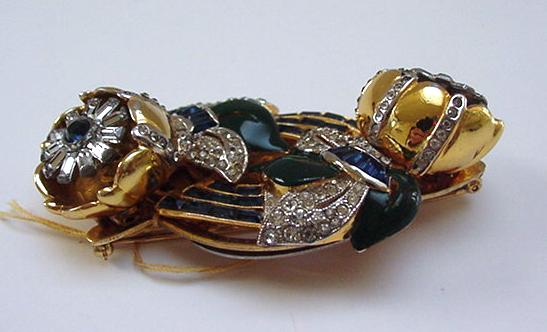 Coro Vintage Duette Flower Brooch