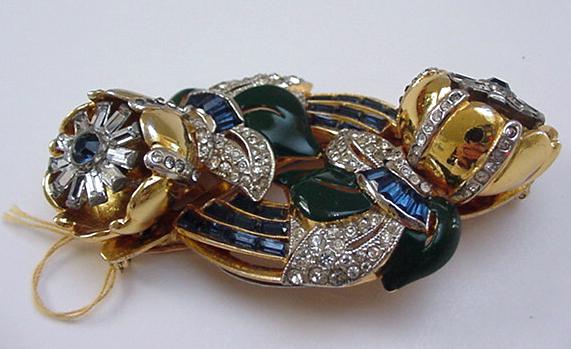 Coro Vintage Duette Flower Brooch
