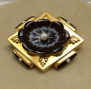 Vict. 15 ct. Gold Agate Flower & Pearl Brooch