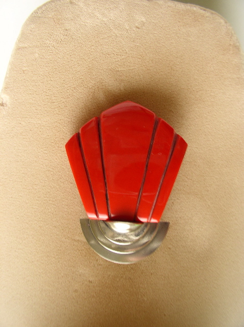 Bakelite & Silver Vintage Deco Brooch