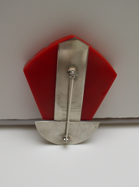 Bakelite & Silver Vintage Deco Brooch