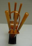 Bakelite Set of Fruit Knives With Bakelite Holder